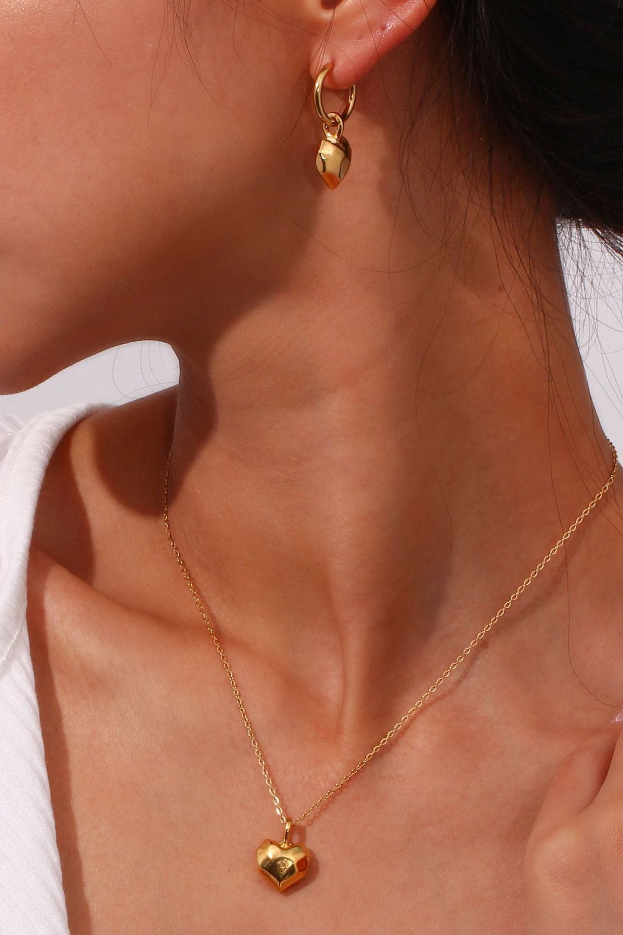 Cut-surface Love Heart Pendant Necklace