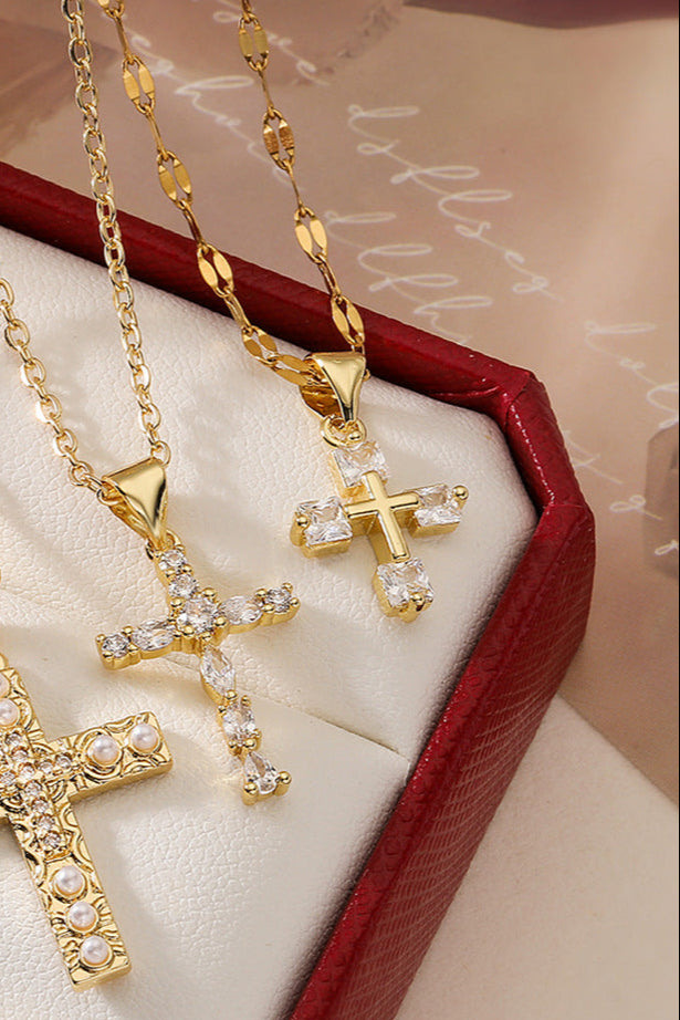 Square Diamond Cross in Cross Necklace