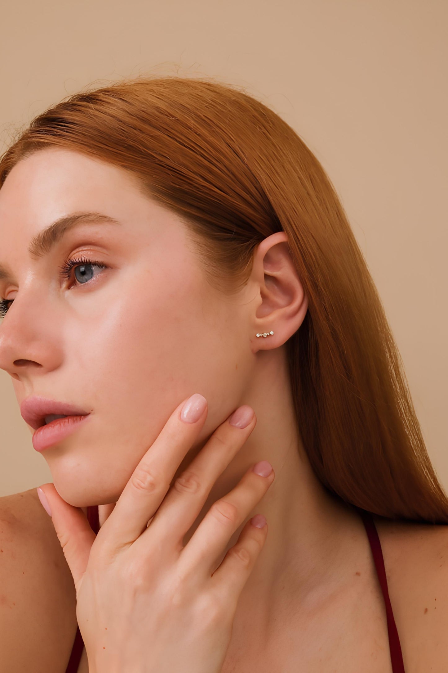 Diamond Curved Stud Earrings
