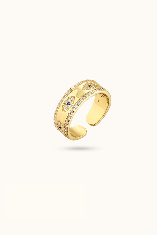 Diamond Evil Eye Open Ring