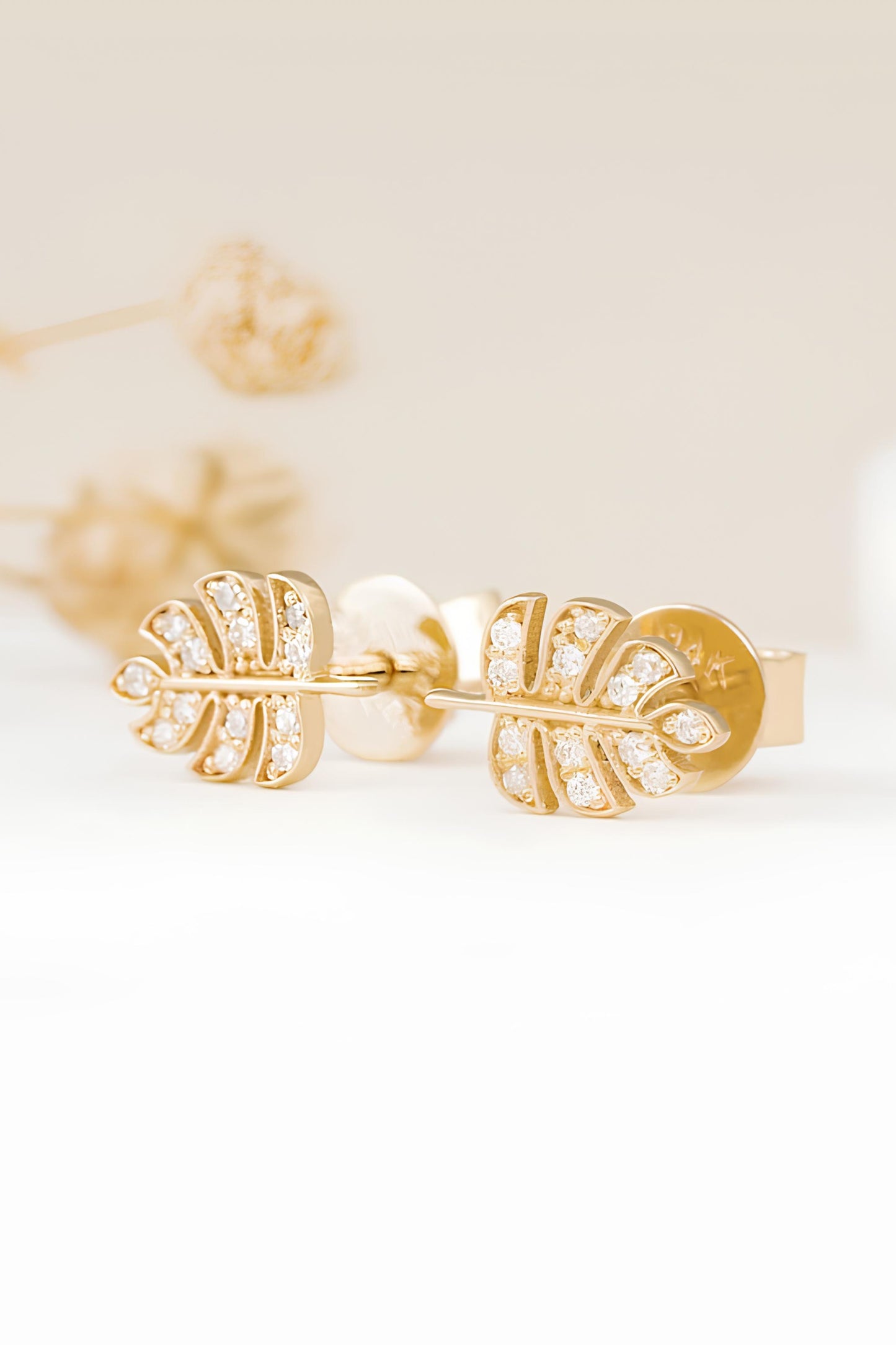 Diamond Leaf Earrings