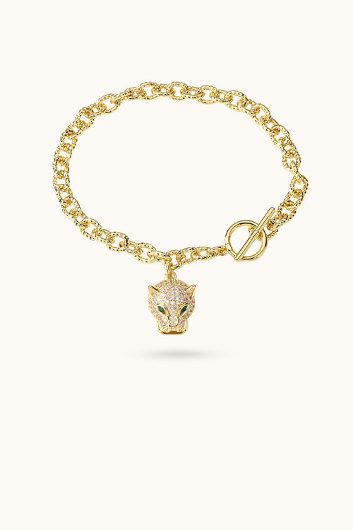 Diamond Leopard Pendant Bracelet