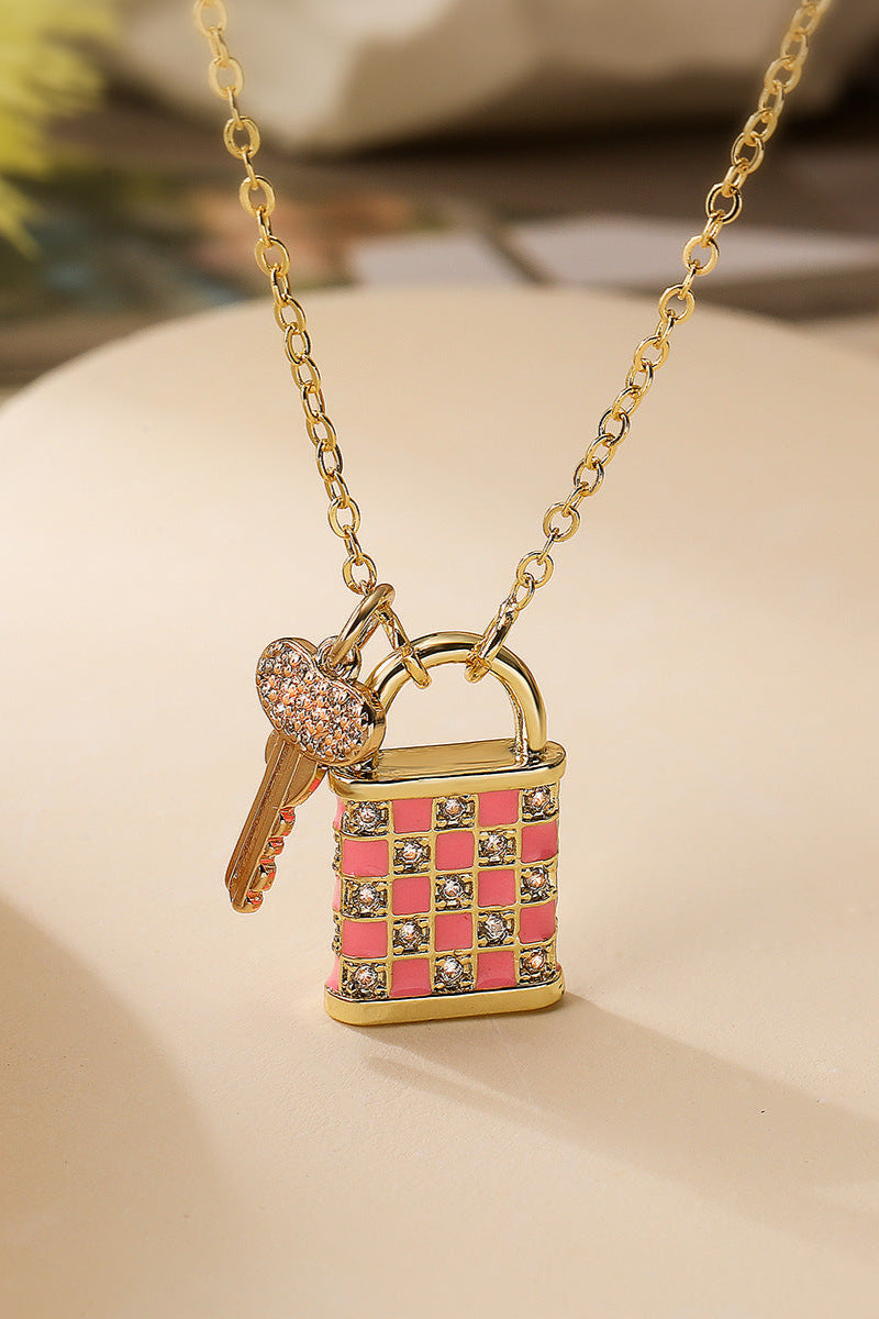 Diamond Lock Pendant Necklace