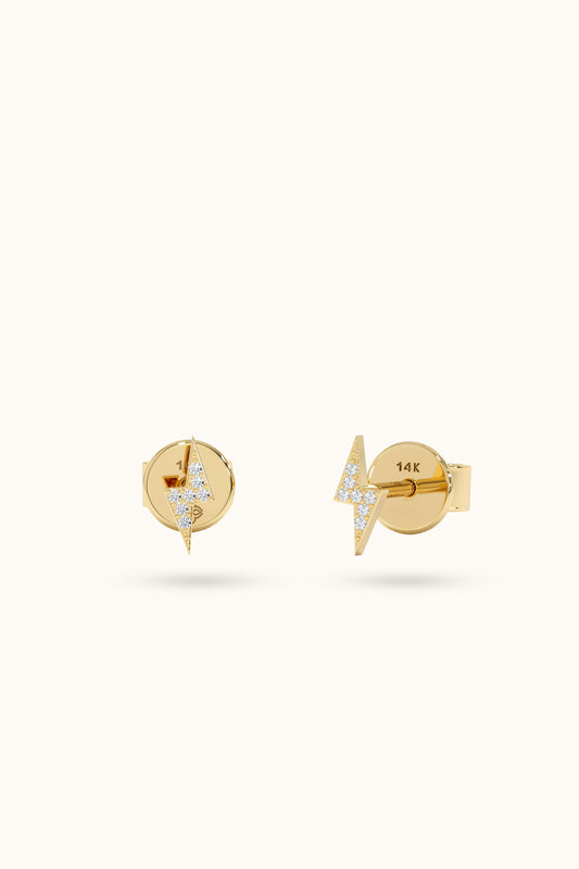 Diamond Mini Lightning Bolt Studs Earring