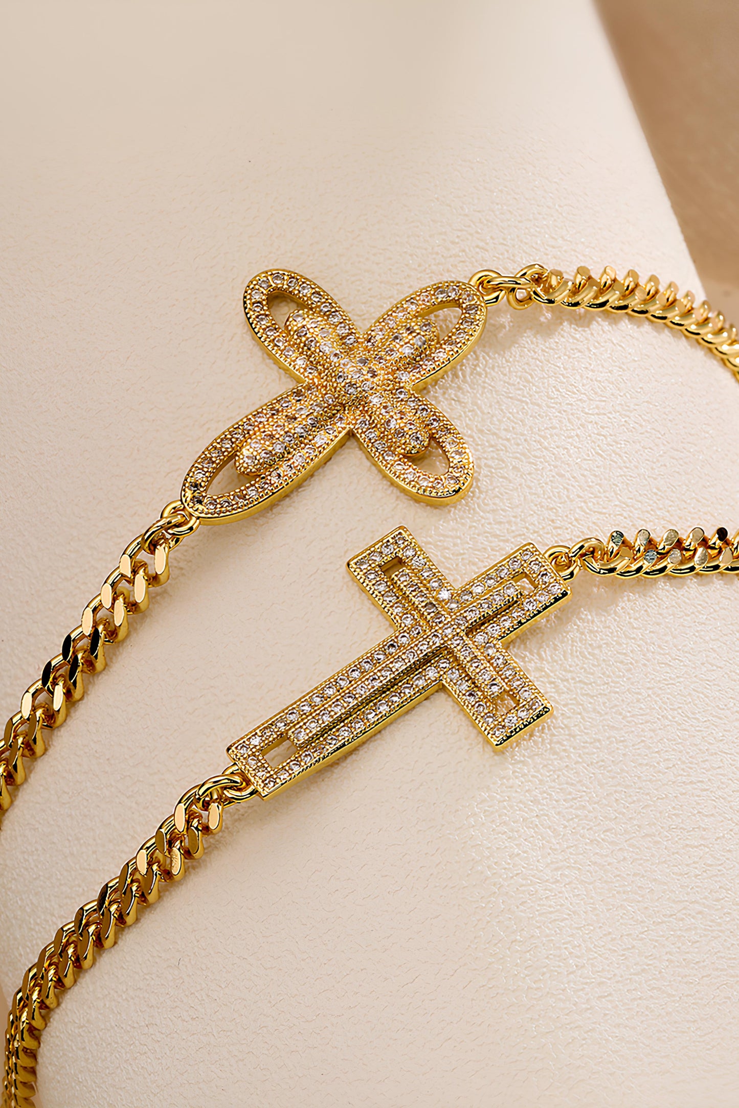Diamond Overlap Cross Bracelet