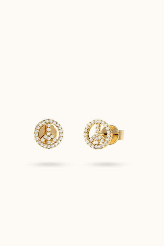 Diamond Peace Sign Earrings