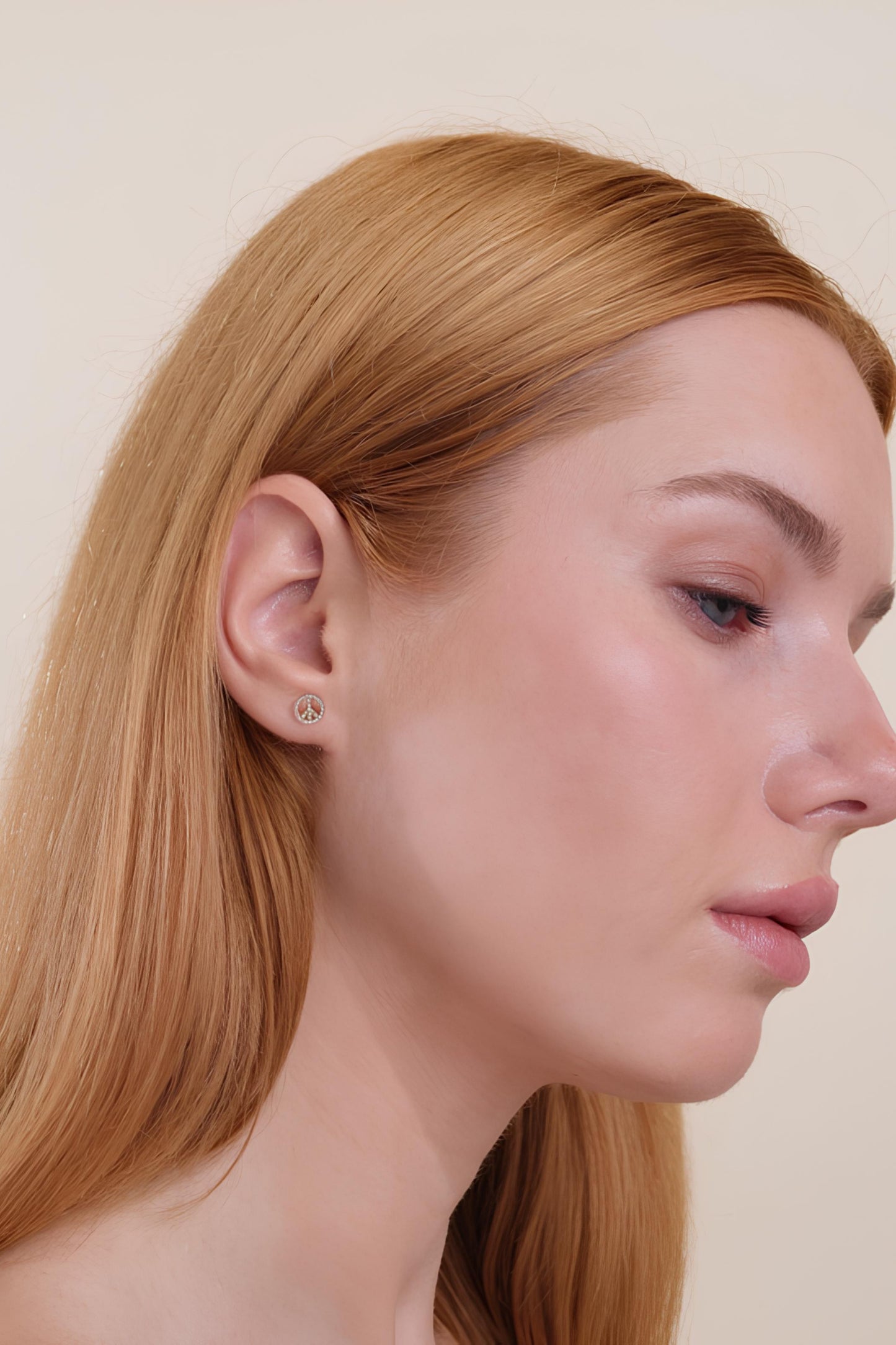 Diamond Peace Sign Earrings