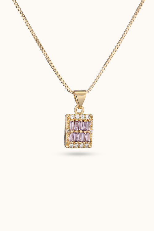 Diamond Square Plate Pendant Necklace