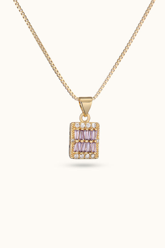 Diamond Square Plate Pendant Necklace