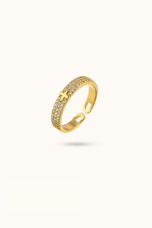Diamond Tiny Cross Ring