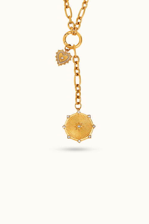 Eight-pointed Star Round Pendant Tassel Necklace