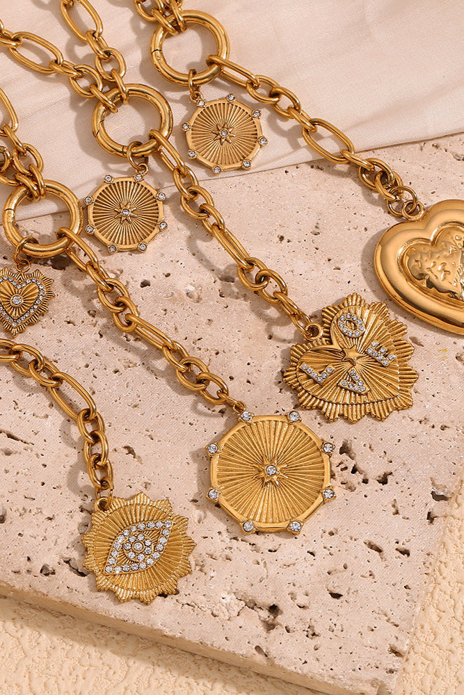 Eight-pointed Star Round Pendant Tassel Necklace