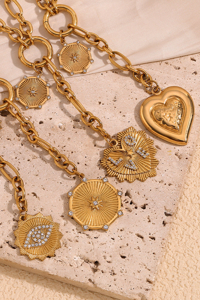 All See Eyes shaped and Round Pendant Tassel Necklace