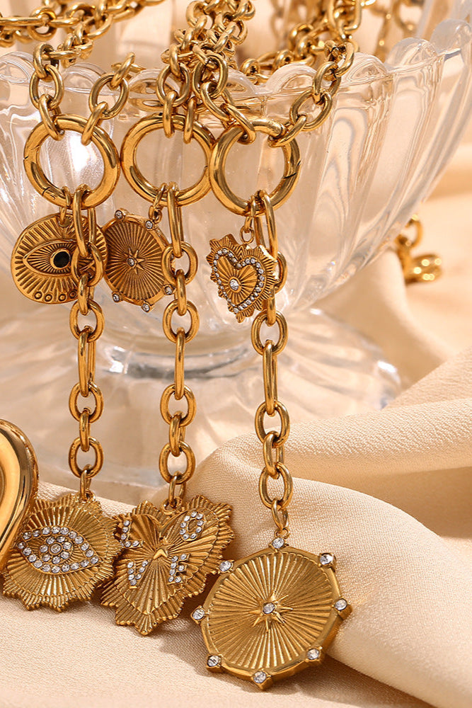 Eight-pointed Star Round Pendant Tassel Necklace