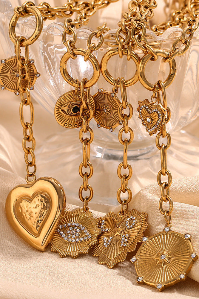 Love shaped and Round Pendant Tassel Necklace