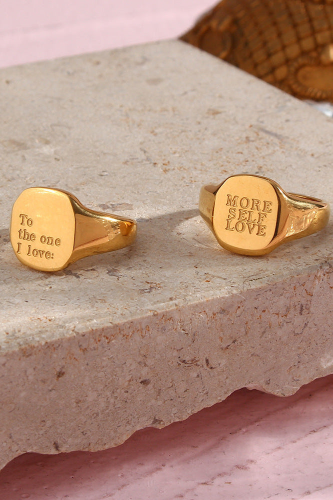 Engraved hammered name ring