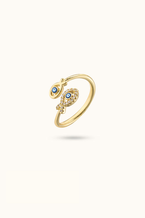 Evil Eye Pisces Ring