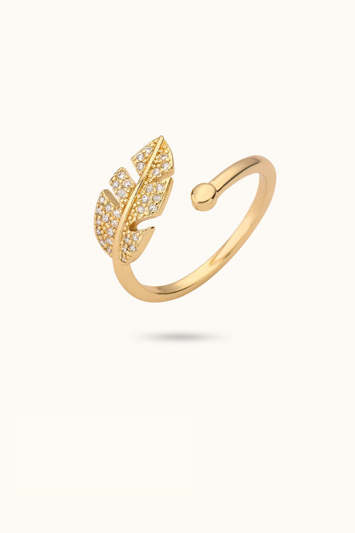 Feather Diamond Open Ring
