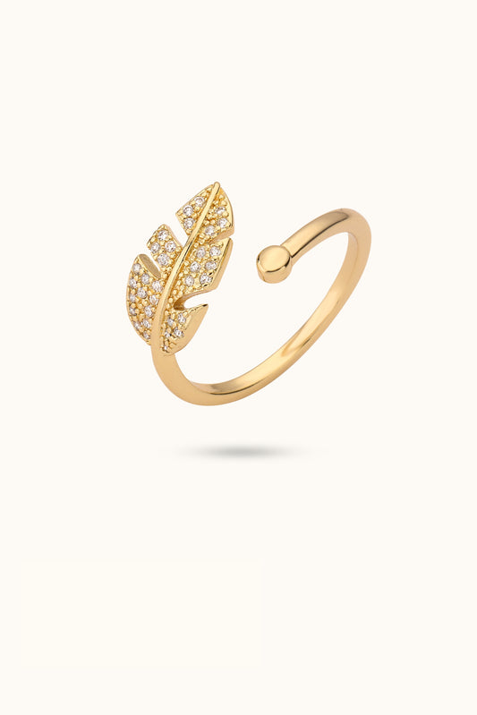 Feather Diamond Open Ring