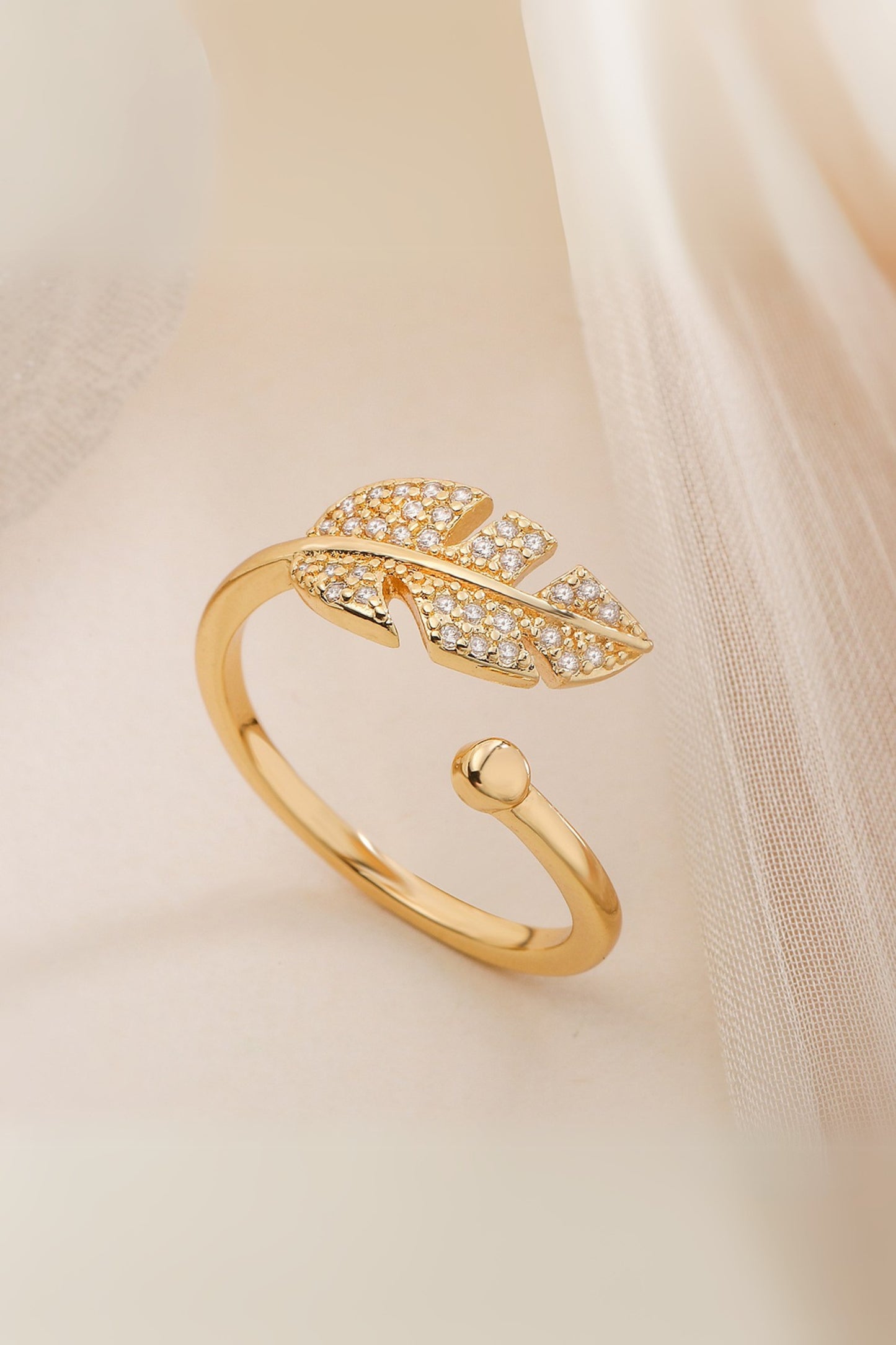 Feather Diamond Open Ring