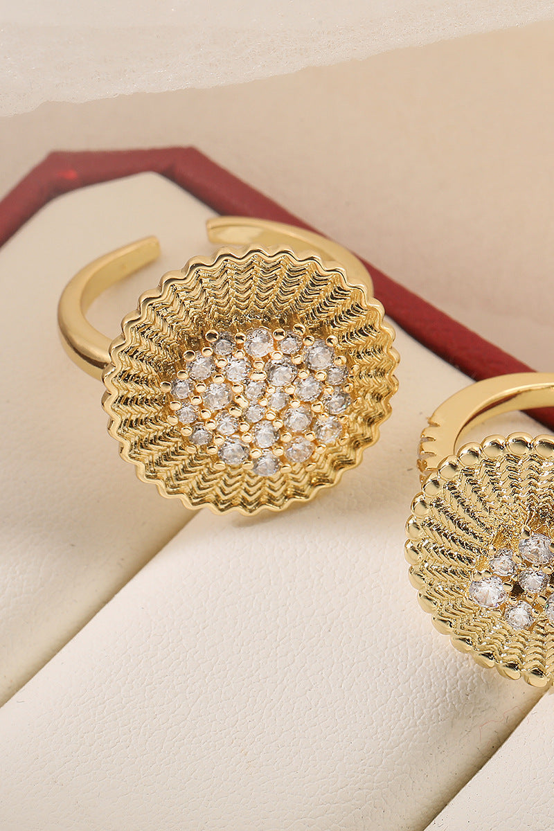 Flower Geometric Open Ring