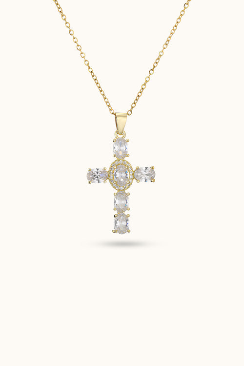 Gemstone Cross Pendant Necklace