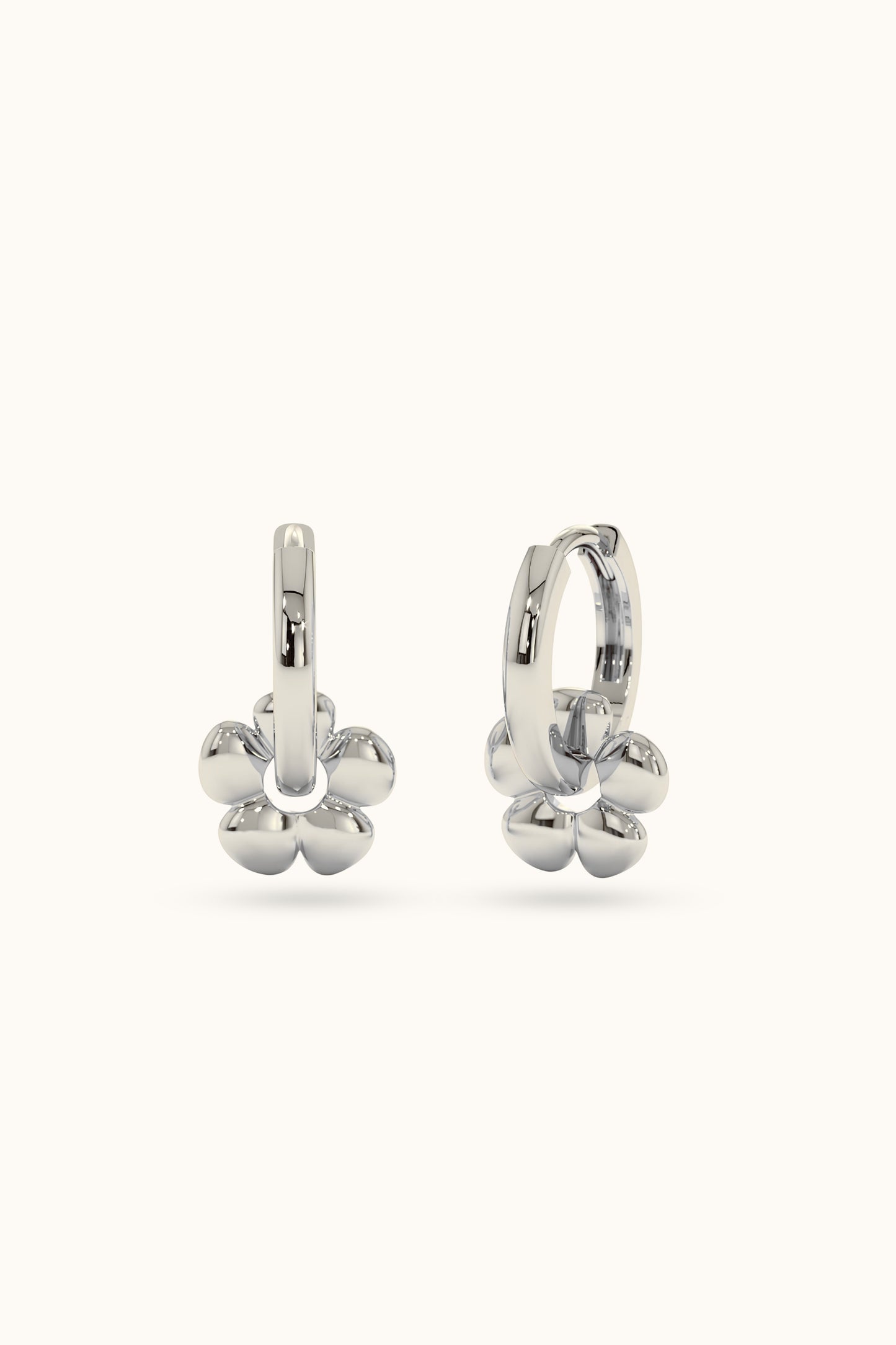 Gold Huggies with Flower Charms