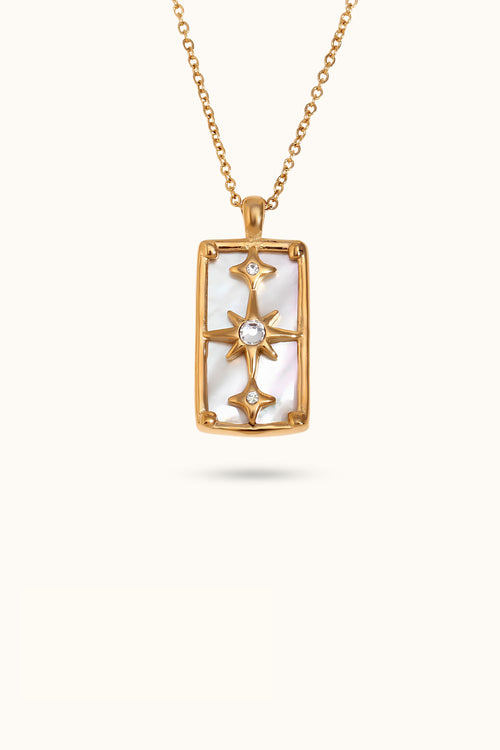 Gold Polar Star Tarot Card Necklace
