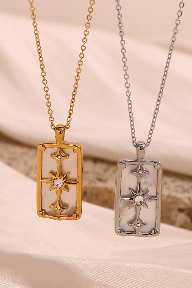 Gold Polar Star Tarot Card Necklace