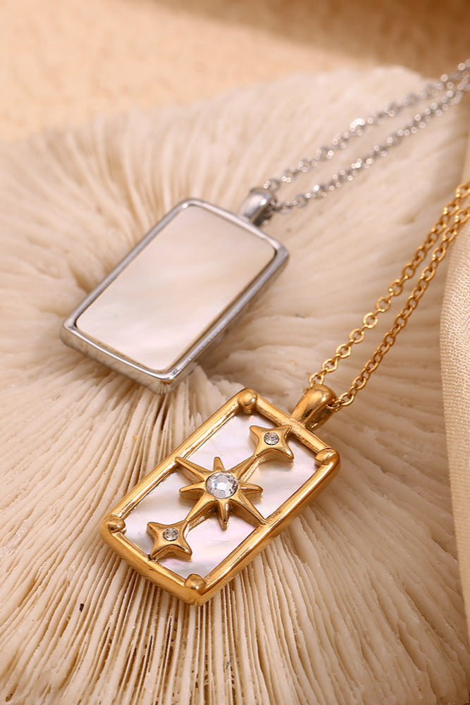 Gold Polar Star Tarot Card Necklace