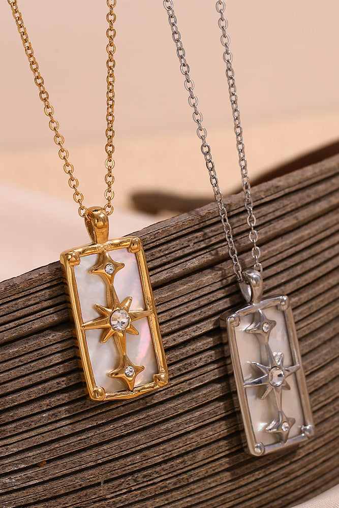 Gold Polar Star Tarot Card Necklace
