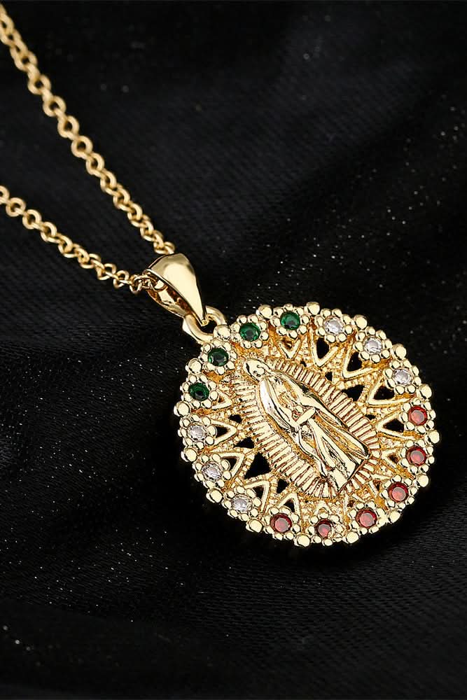 Golden Light Virgin Mary Pendant Necklace