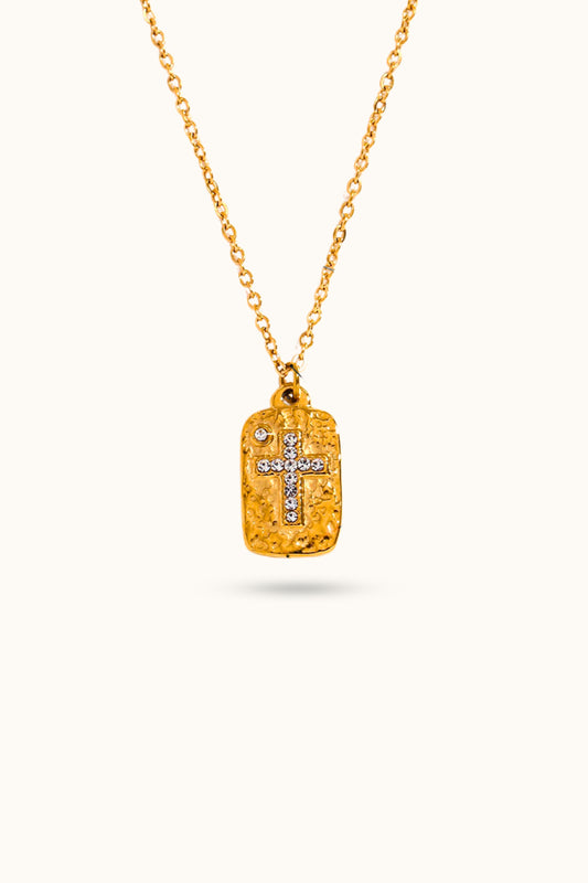 Hammered Cross Necklace