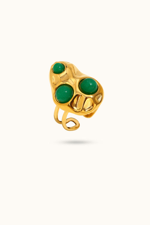 Hammered Emerald Open Ring