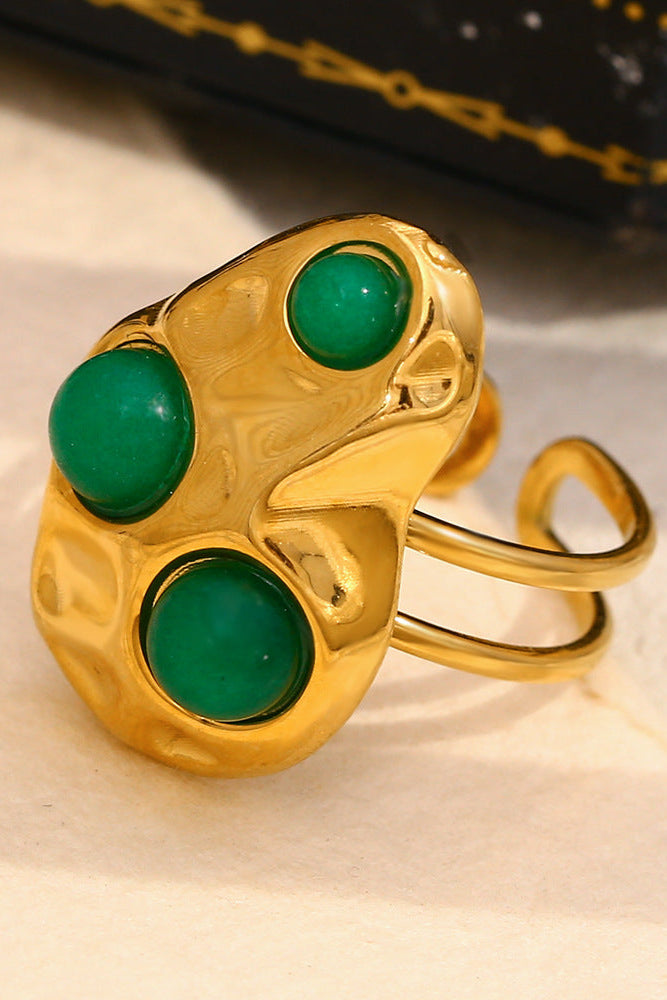 Hammered Emerald Open Ring