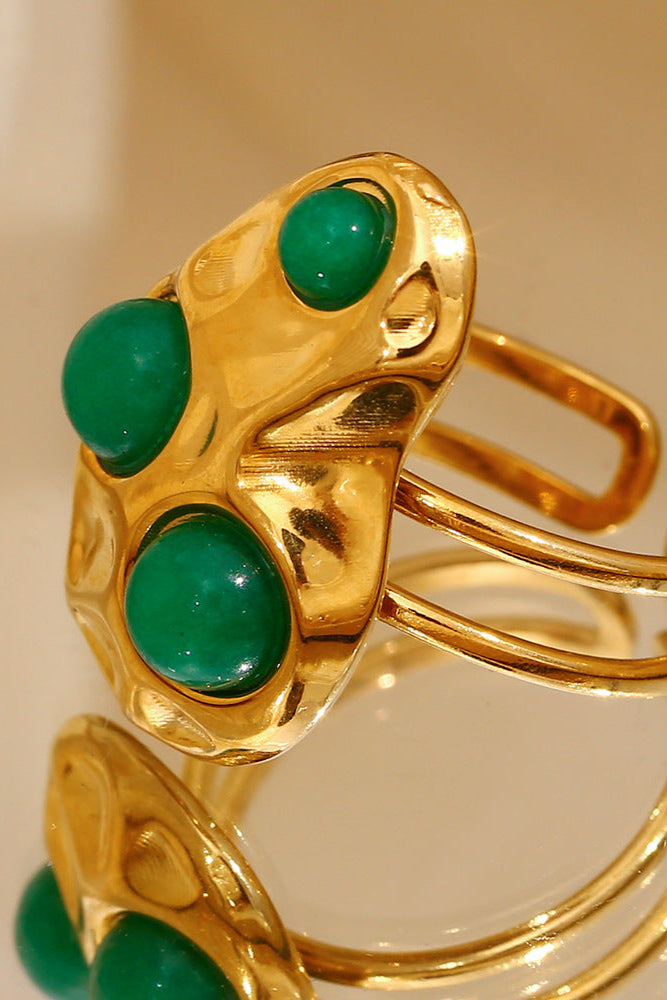 Hammered Emerald Open Ring