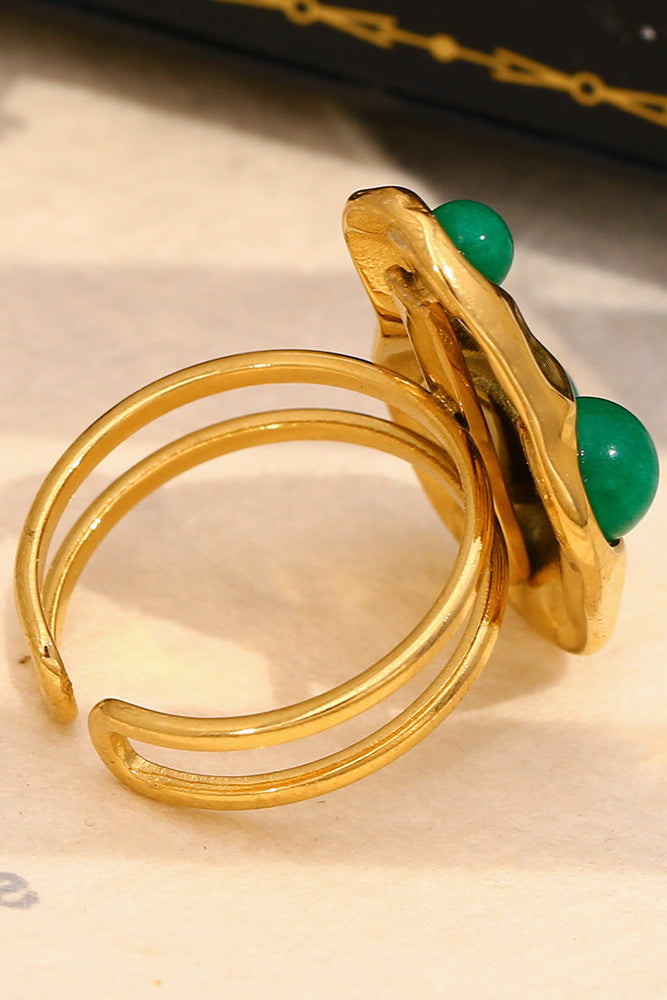 Hammered Emerald Open Ring