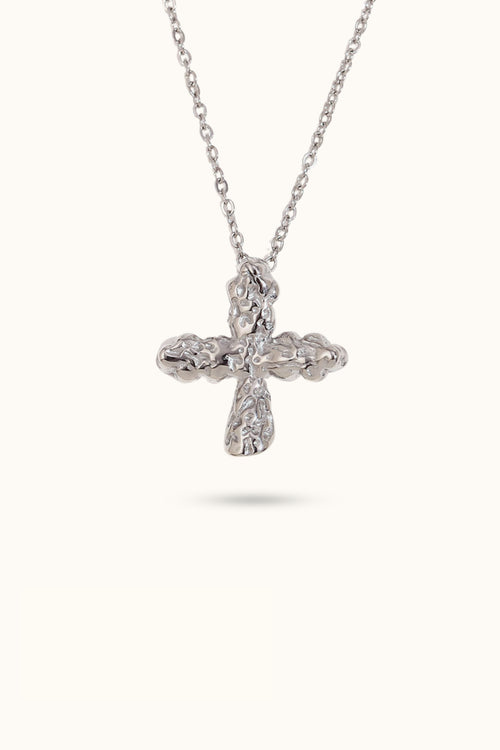Hammered classic cross necklace