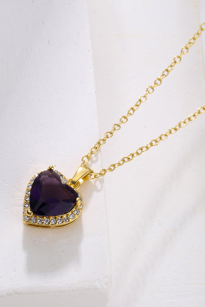 Heart-Set White Diamond Pendant Necklace