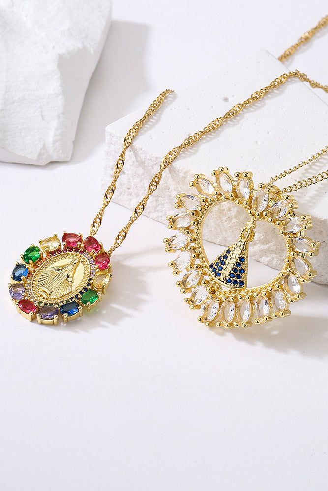Heart Diamond San Madonna Pendant Necklace