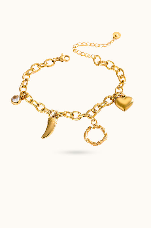 Heart Garland Stacking Pendant Bracelet