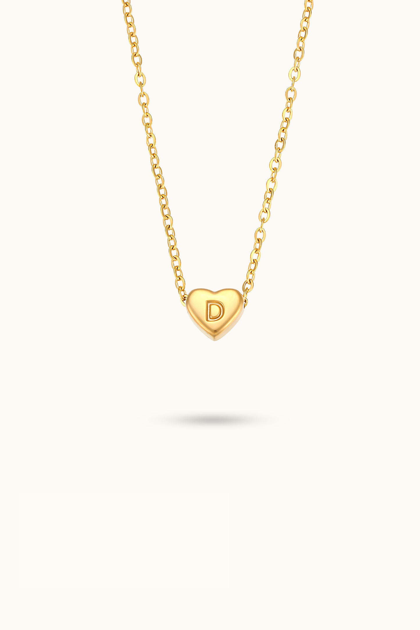 Heart Shape Initial Name Necklace A