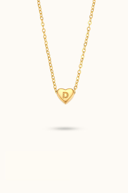 Heart Shape Initial Name Necklace A