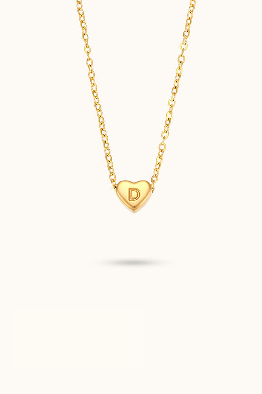 Heart Shape Initial Name Necklace A
