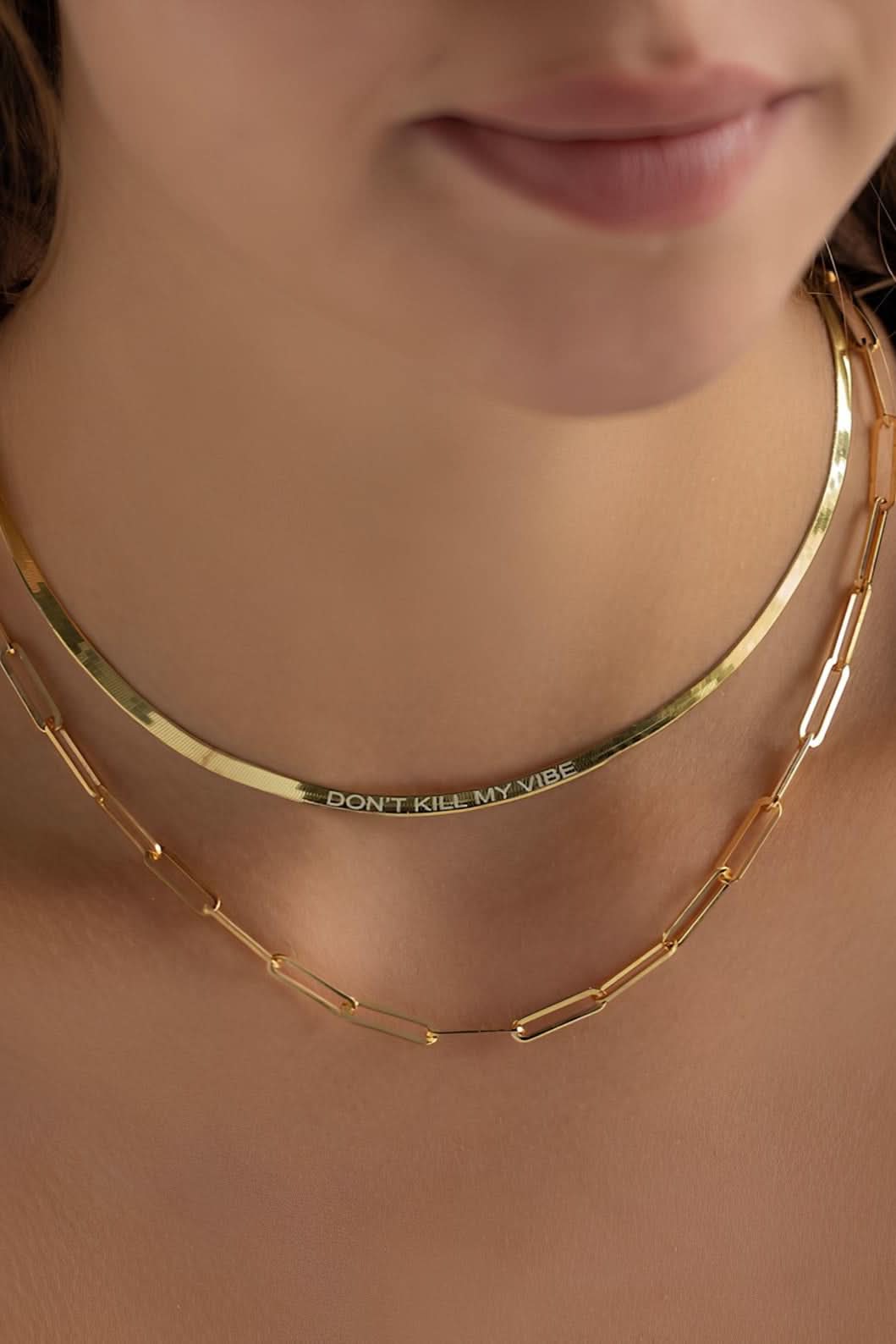 14K Herringbone Chain Necklace