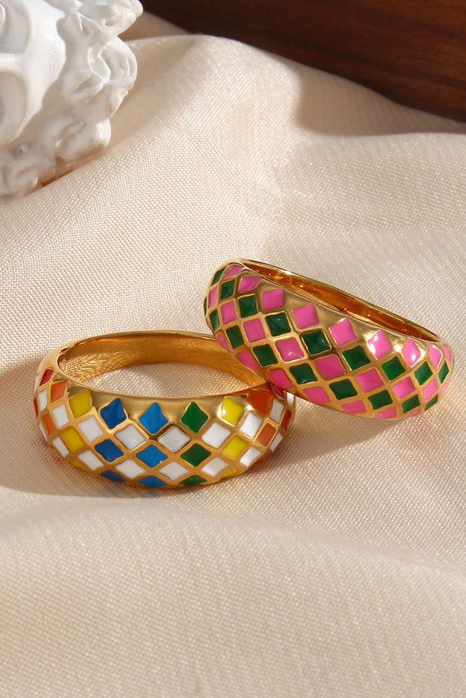 Hip Hop Ring Checkered Color