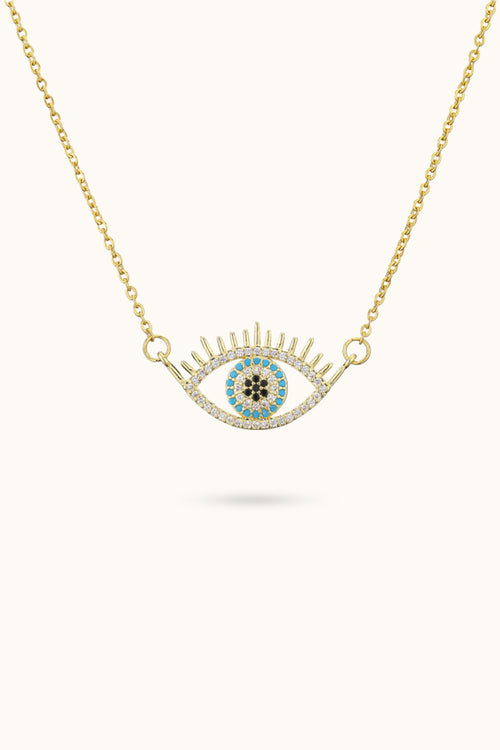 Hollow diamond all-seeing eye pendant necklace