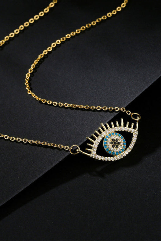 Hollow diamond all-seeing eye pendant necklace
