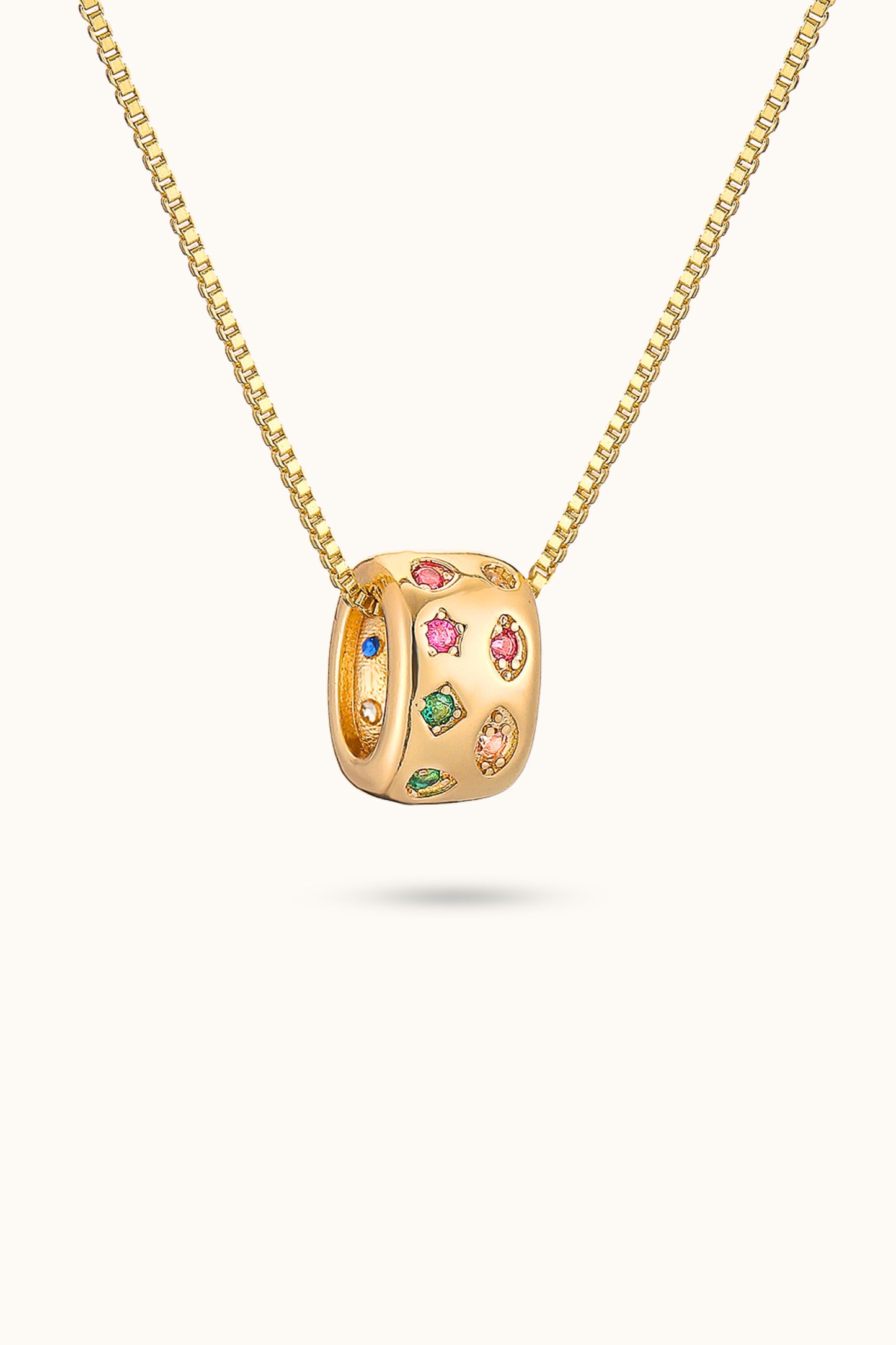Hoop-set gemstone pendant necklace