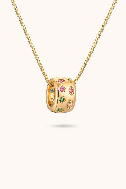 Hoop-set gemstone pendant necklace